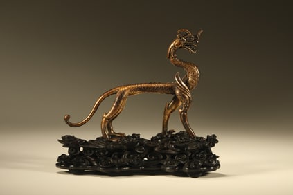 Gilt Bronze Carved Dragon Shape Ornament