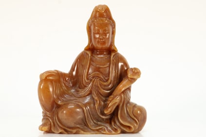 Shoushan Tianhuang Carved GuanYin Ornament