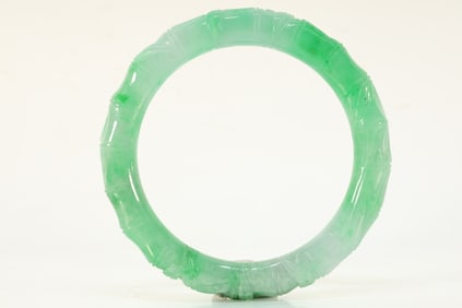 Jadeite Carved Bamboo Pattern Bangle