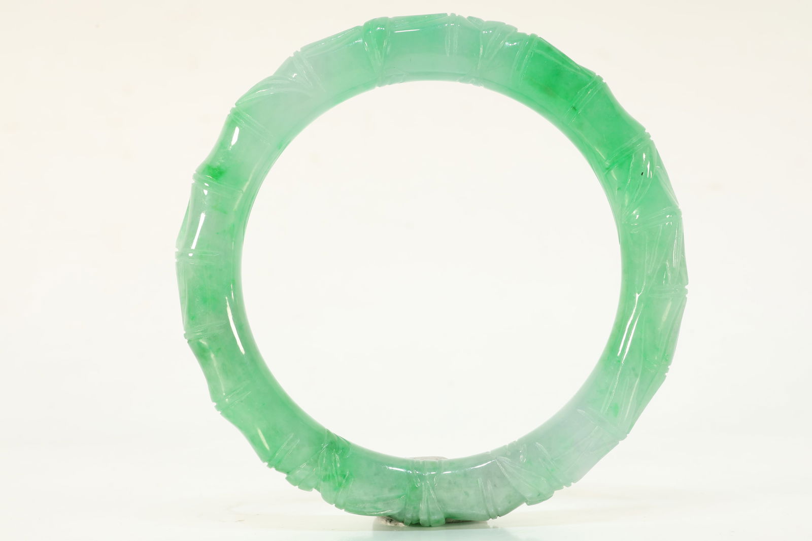 Jadeite Carved Bamboo Pattern Bangle (1 of 4)