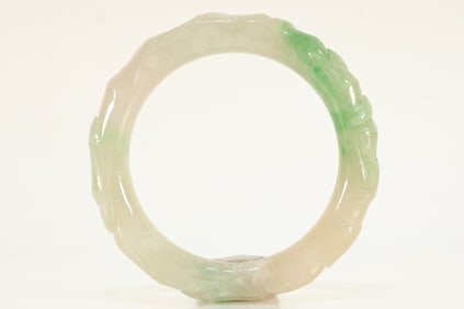 Jadeite Carved Bamboo Pattern Bangle