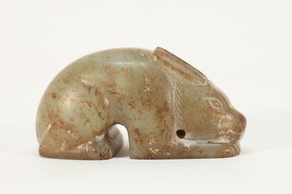 Jade Carved Rabbit Shape Ornament