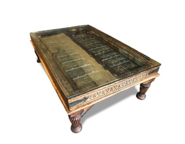 Vintage Door Mounted As Glass Top Table