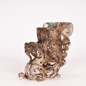Chinese Dragon Glass Wine Cup Statue