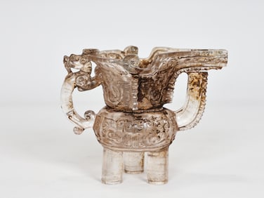 Chinese Glassware Dragon Pattern Three Feet Pot
