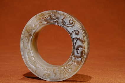 Jade Carved Chi Dragon Pattern Ring