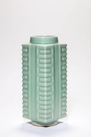 Light Grey Glazed Porcelain Cong Shape Vase