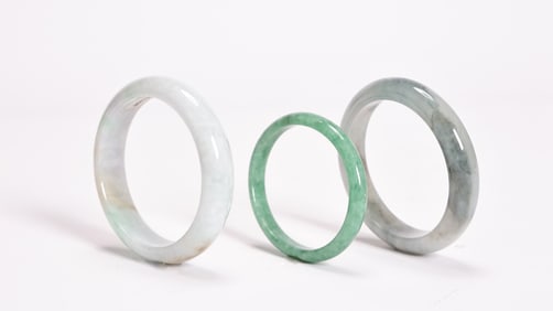 Three Chinese Jadeite Bangle Bracelets