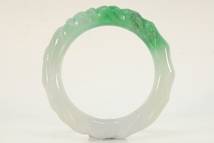 Jadeite Carved Bamboo Pattern Bangle