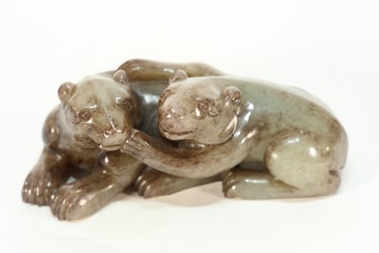 Jade Carved Bear Ornament