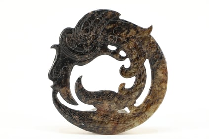 Jade Carved Dragon Shape Bi