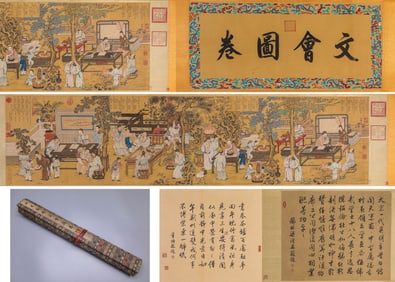 Chinese Drawing Character Story Hand Scroll,Yao Wenhan Mark