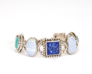 Sterling Silver Turquoise Whitney Kelly Gemstone Toggle Bracelet