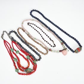 Group Of Beads Necklaces In Different Material