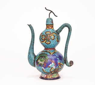 Chinese Dragon Cloisonne Gourd Shape Wine Server