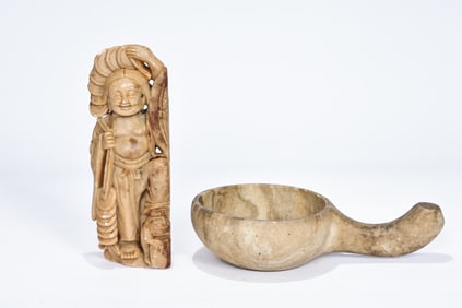 Chinese Stone Character Figure with Stone Spoon
