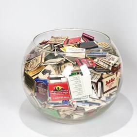 Large Glass Fish Bowl Of Vintage Matchbooks