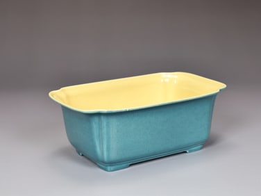 Ernest A. Batchelder Two Tone Square Bowl Pottery Kinnelon Kiln (1875-1957)