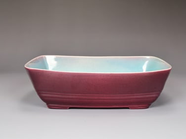 Ernest A. Batchelder Two Tone Square Bowl Pottery Kinnelon Kiln (1875-1957)