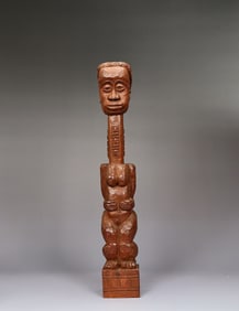 African Female Hand Carved Wood Statue By HRB 1959