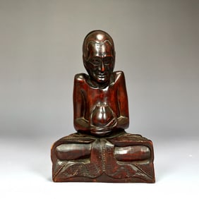 Hand Carved Wood Meditating Buddha Statue