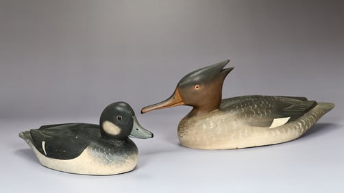 Two Hand Painted Wood Duck Decoy