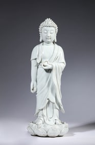 Dehuai White Glazed Porcelain Buddha Figure