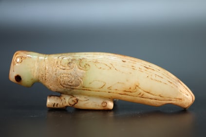 Jade Carved Mantis Shape Ornament