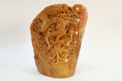 Shoushan Tianhuang Carved Dragon Pattern Stone Seal