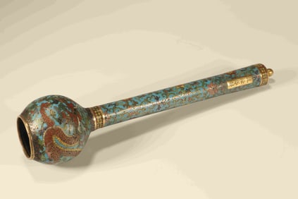 Bronze Cloisonne Carved Flower and Dragon Pattern Writing Brush