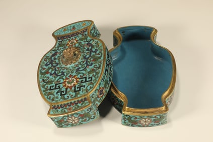 Bronze Cloisonne Carved Flower Pattern Lid Box