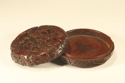 Huanghuali Wood Carved Bamboo and Orchid & Plum Blossom & Chrysanthemum Pattern Lid Box
