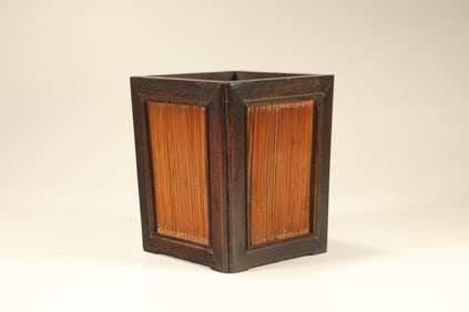 Red Sandalwood Inlaid Bamboo Brush Pot