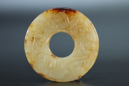 Jade Carved Chi Dragon Pattern Bi