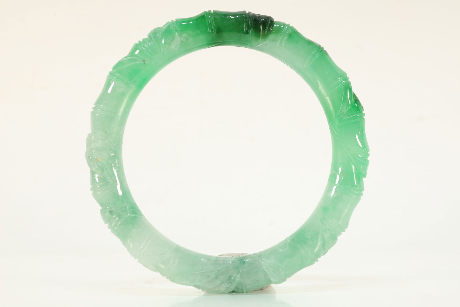 Jadeite Carved Bamboo Pattern Bangle (1 of 4)