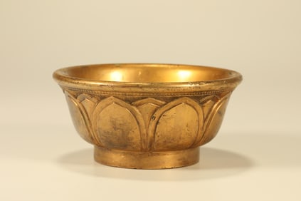 Gilt Bronze Carved Lotus Flower Shape Bowl