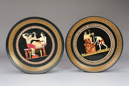 Two Hand Painted Wall Plates From Greece Vassilopoulos