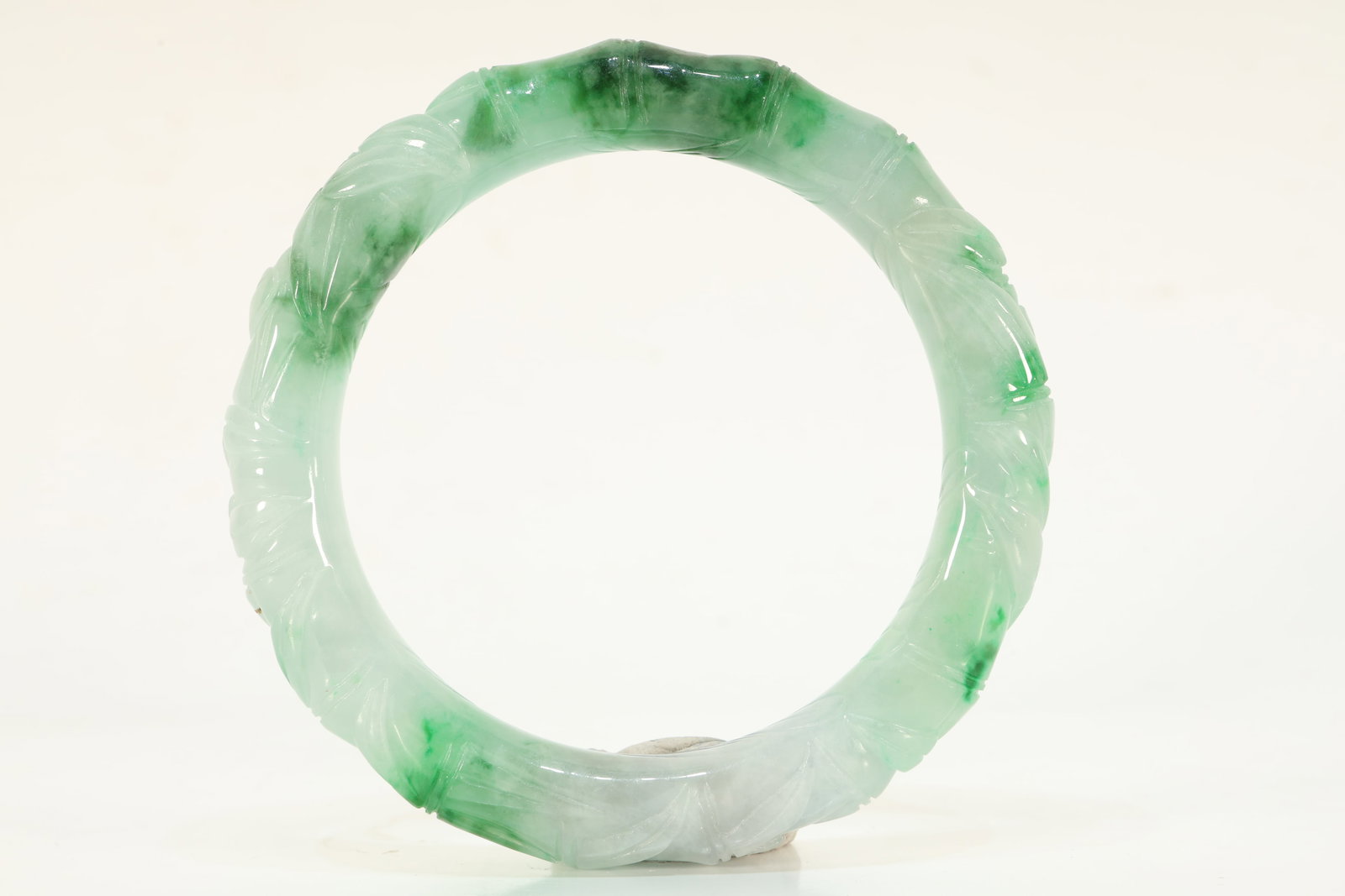 Jadeite Carved Bamboo Pattern Bangle (1 of 4)