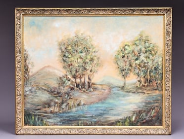 Landscape Oil On Canvas Art Painting By Mary W. Lawrance