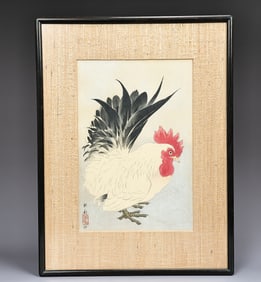 "Rooster "Japanese Woodblock Signed