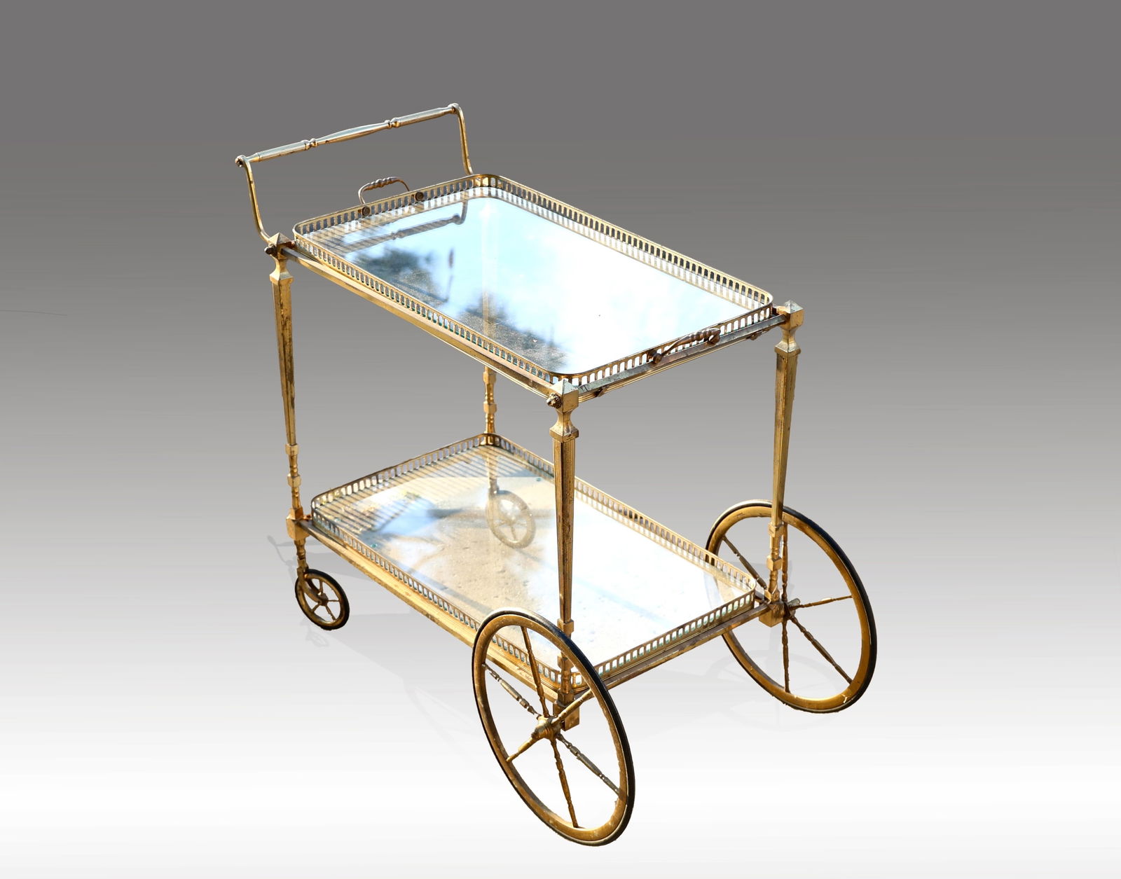 Vintage French Solid Brass Bar/Serving Cart 1950s (1 of 7)