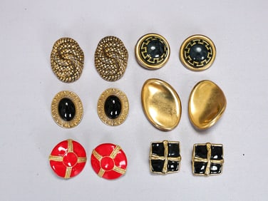 Group Of 80s Gold Tone Clip-On Earrings