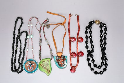Group Of Mixed Material Beaded Necklaces