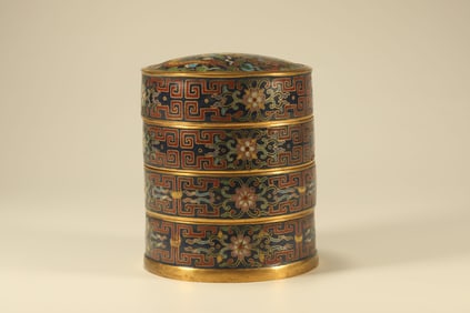 Bronze Cloisonne Carved Flower and Dragon Pattern Lid Box