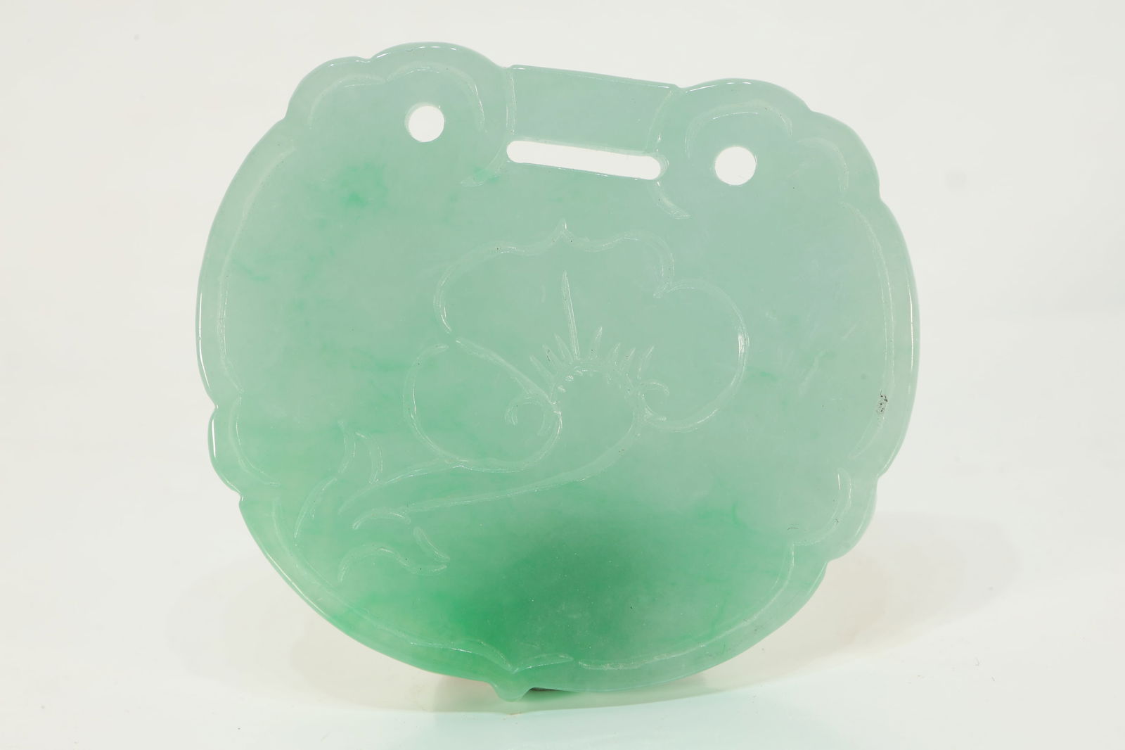 Jadeite Carved Reishi Mushroom Pattern Pendant (1 of 4)