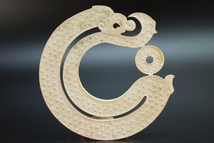 Jade Carved Dragon Shape Bi