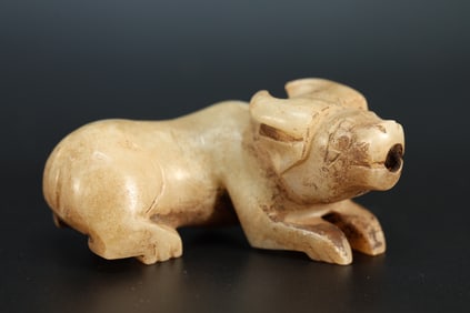 Jade Carved Ox Shape Ornament