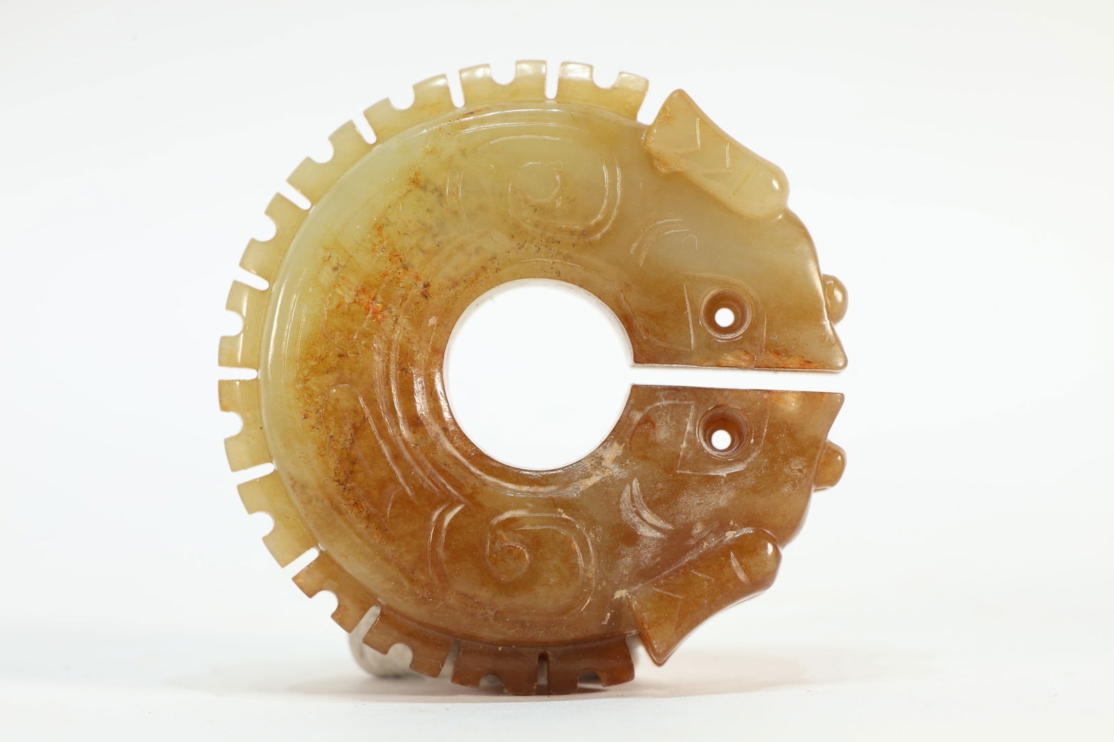 Jade Carved Dragon Shape Bi (1 of 4)