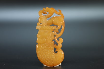 Jade Carved Dragon Shape Bi