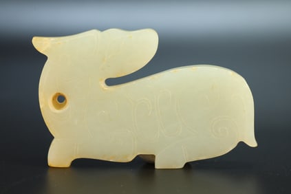 Jade Carved Beast Shape Bi